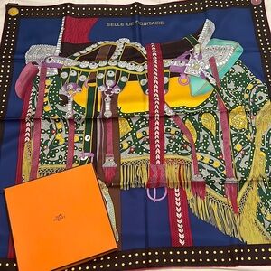 NWOT Hermes Selle de Dignitaire Saddle Silk Scarf 90 35x35